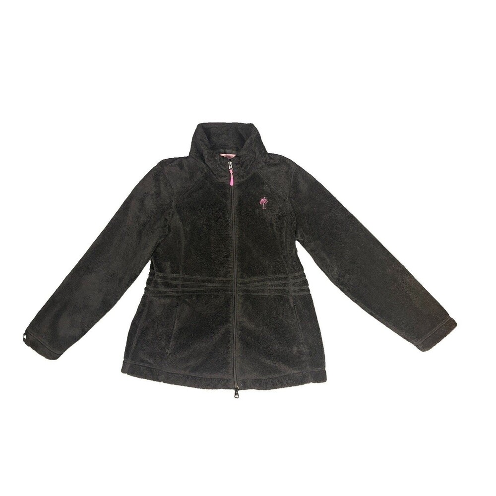 Lilly Pulitzer Black Fleece Zip Up Jacket Women’s Size Large Pockets
